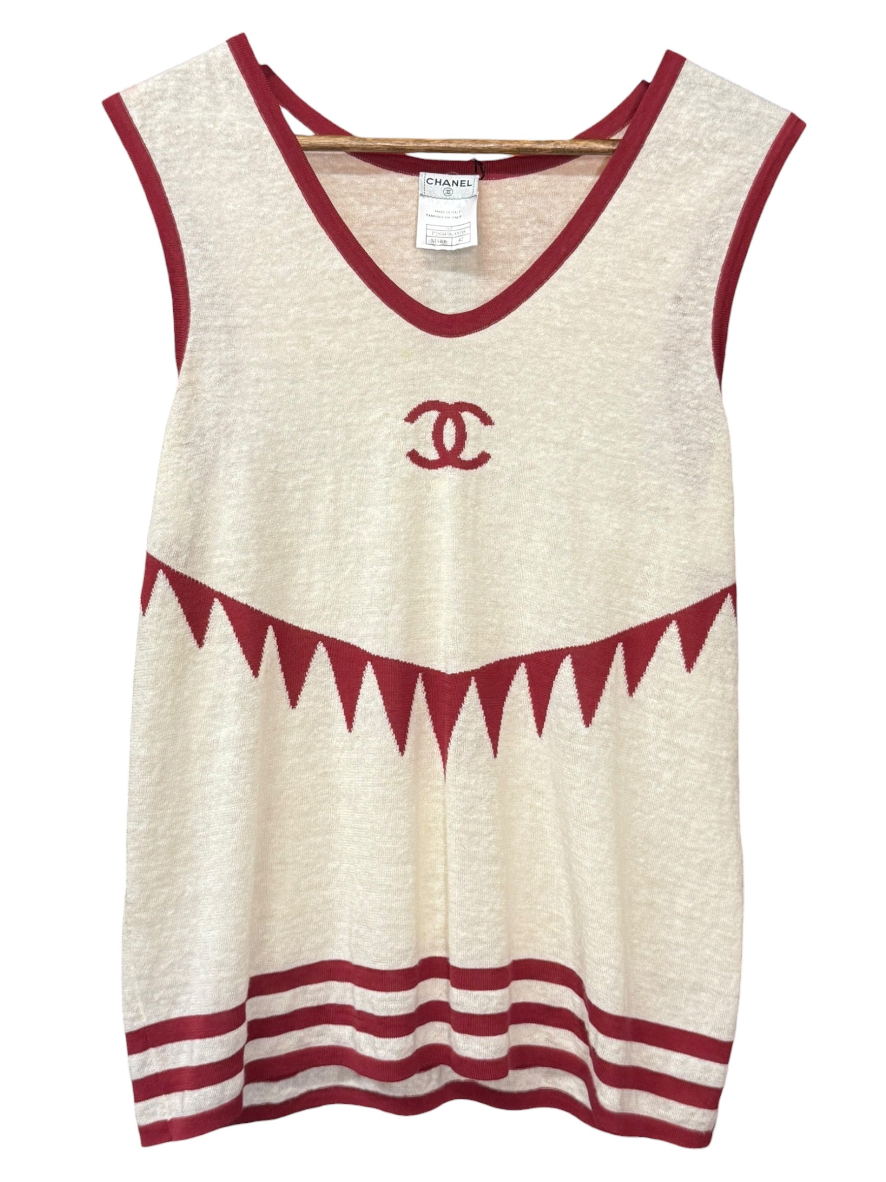 Chanel White/Red 2006 Spring/Summer 06P Sleeveless Top