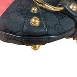 Gucci GG Black/Pink Canvas Horsebit Chain Shoulder Bag