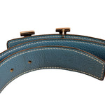 Hermes Tuareg H Solid Silver Buckle Black/Blue Belt