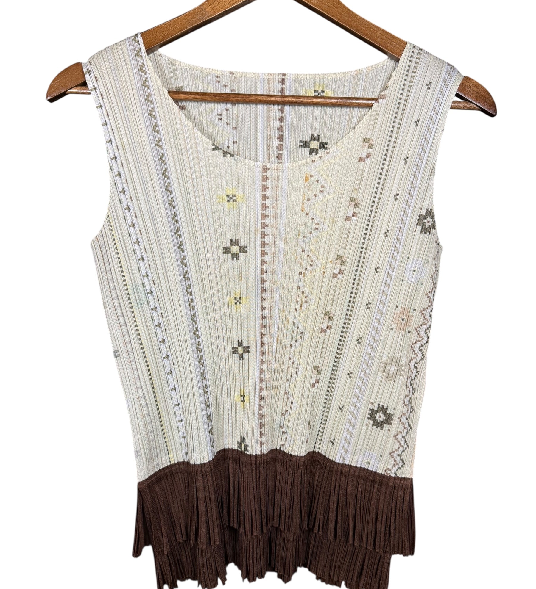 Issey Miyake Pleats Please Patterned Sleeveless Top