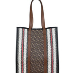 Burberry Leather TB Monogram Stripe E-Canvas Tote Bag