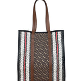 Burberry Leather TB Monogram Stripe E-Canvas Tote Bag