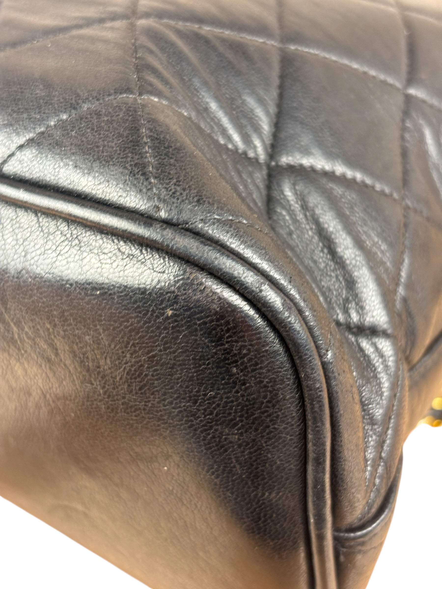 Chanel Vintage Black Leather Shoulder Bag
