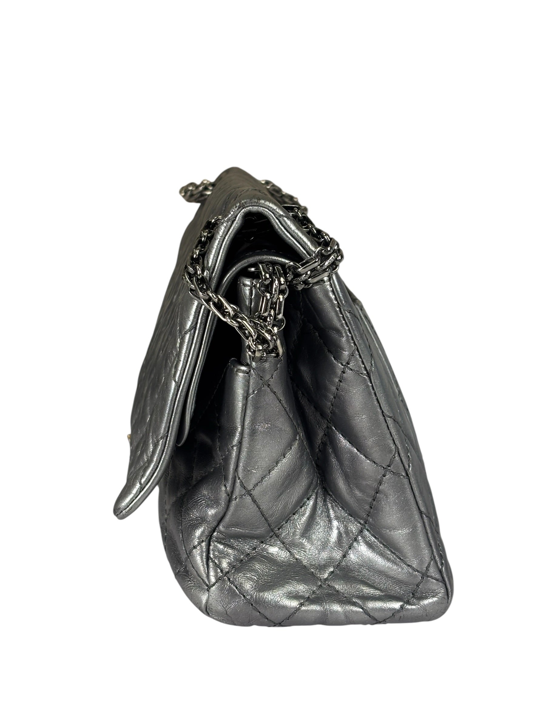 Chanel Metallic Silver Quilted Leather 2.55 Reissue Double Flap Bag 2008