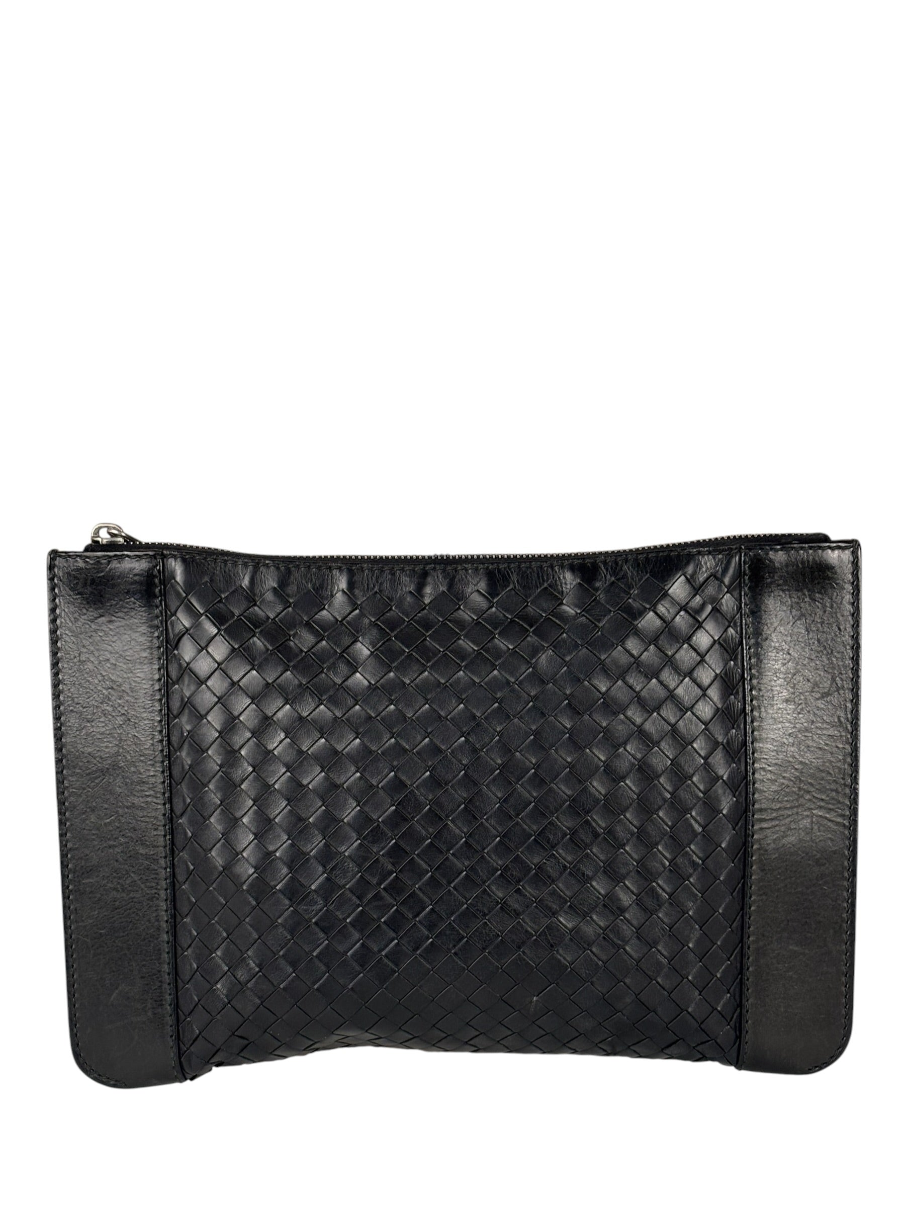 Bottega Veneta Black Intrecciato Zip Pouch