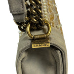 Chanel Grey Suede Beaded Pearl/Bead Boy Flap 2014