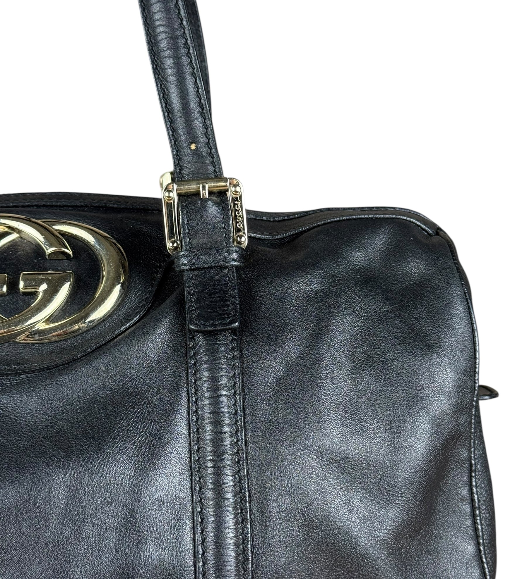 Gucci Britt Leather Boston Bag