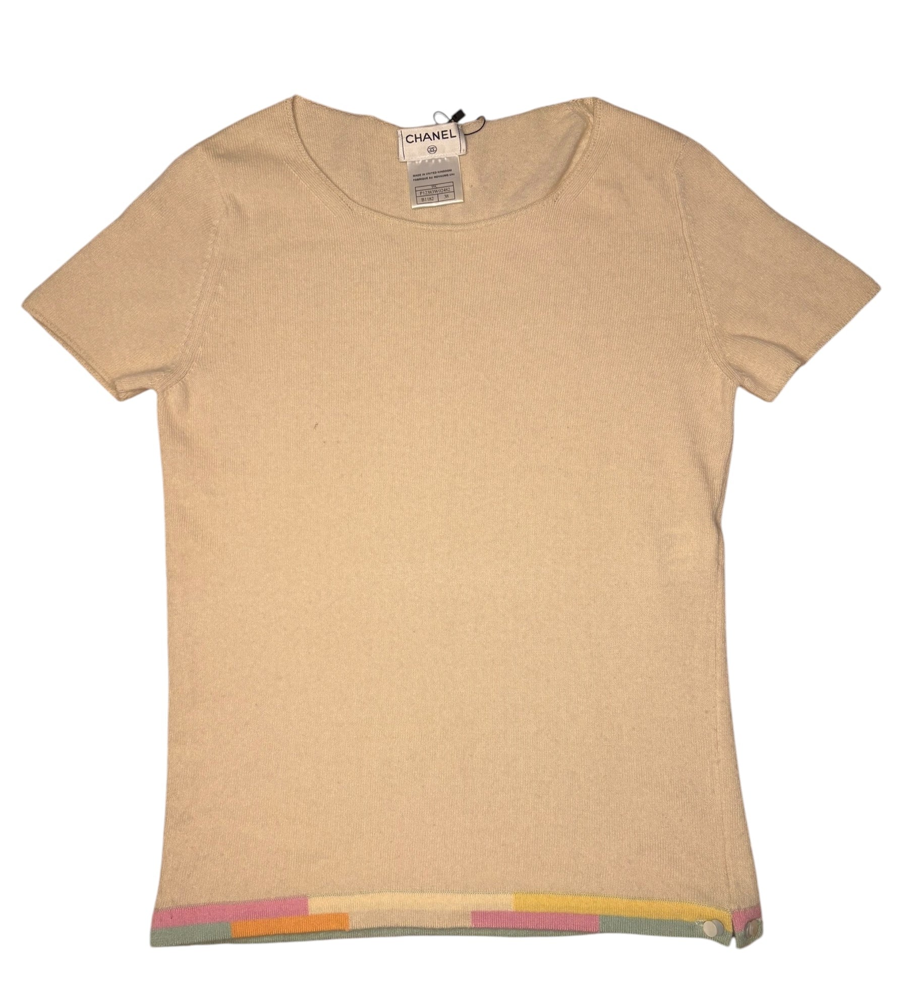 Chanel Ivory Cashmere Short Sleeved Top