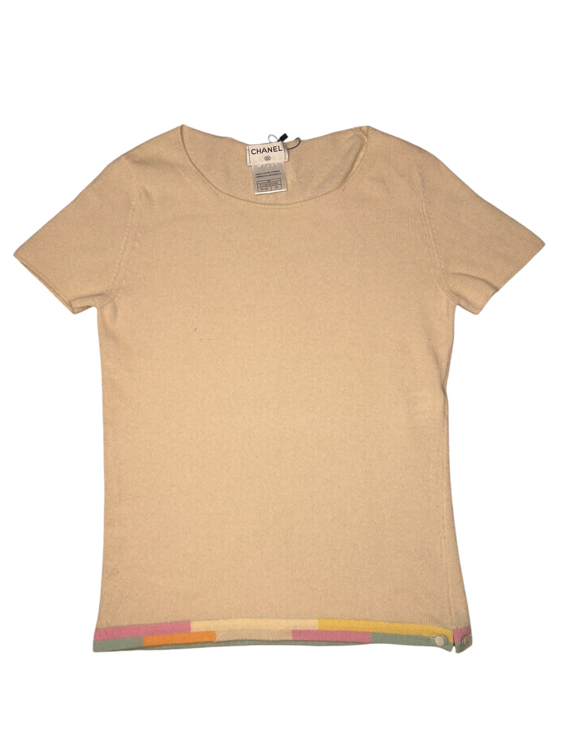 Chanel Ivory Cashmere Short Sleeved Top