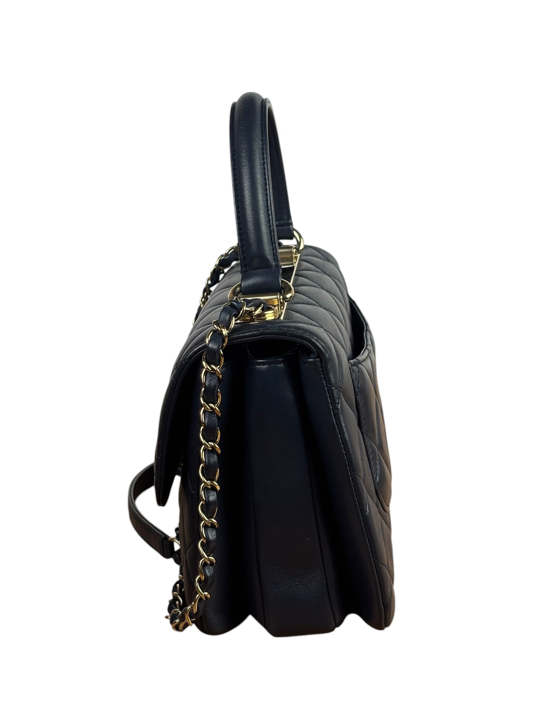 Chanel Navy Quilted Lambskin Small Trendy Flap Bag