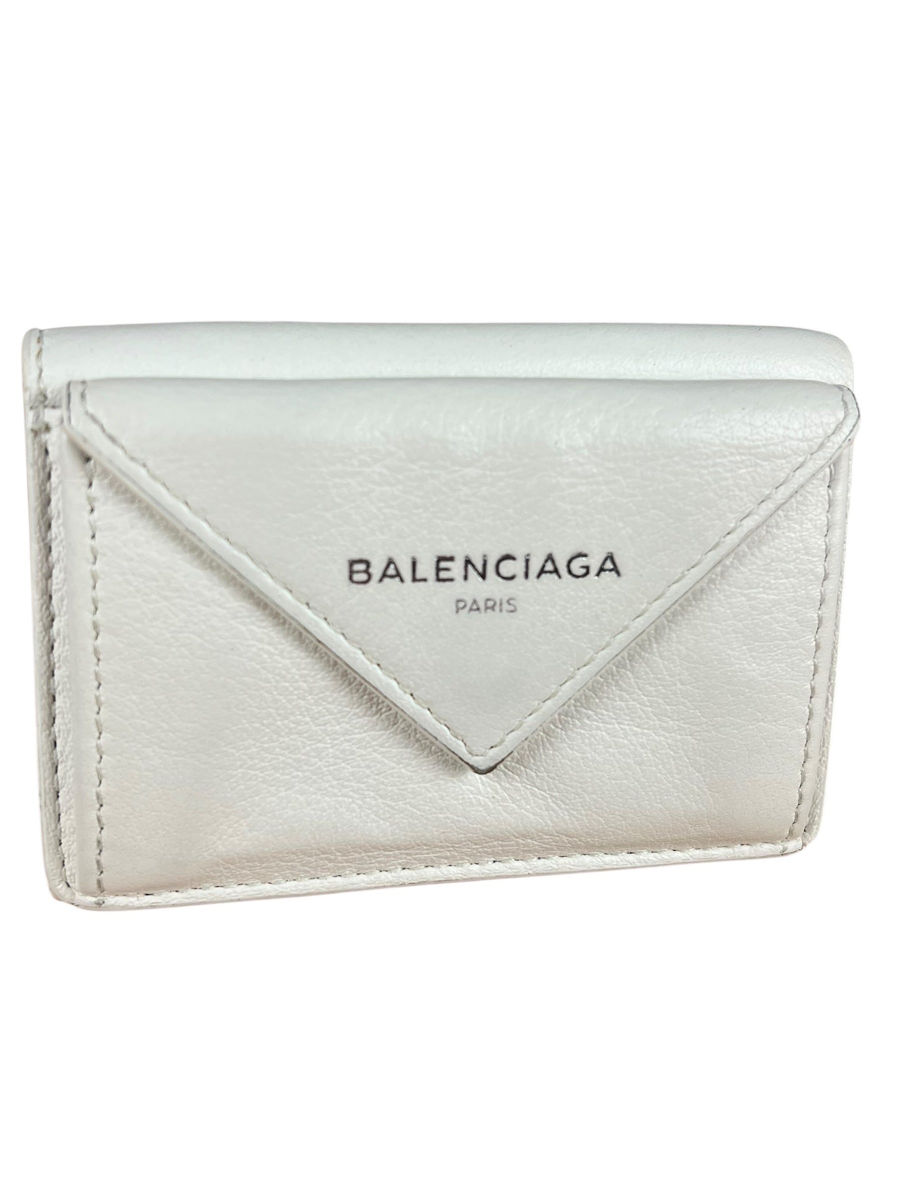 Balenciaga White Leather Papier Compact Wallet