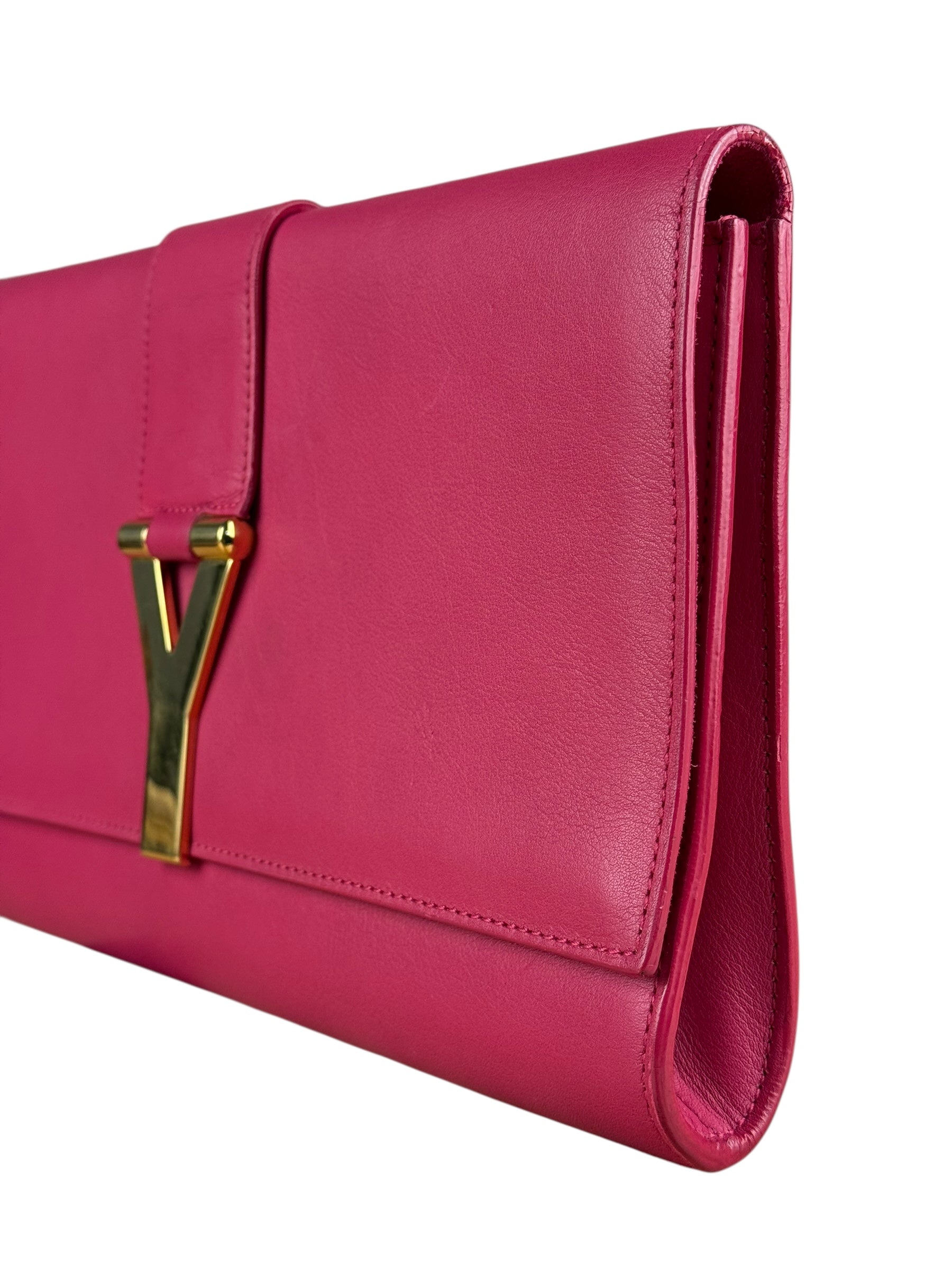 Saint Laurent Pink Leather Y Ligne Clutch