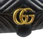 Gucci GG Black Marmont Leather Medium Shoulder Bag