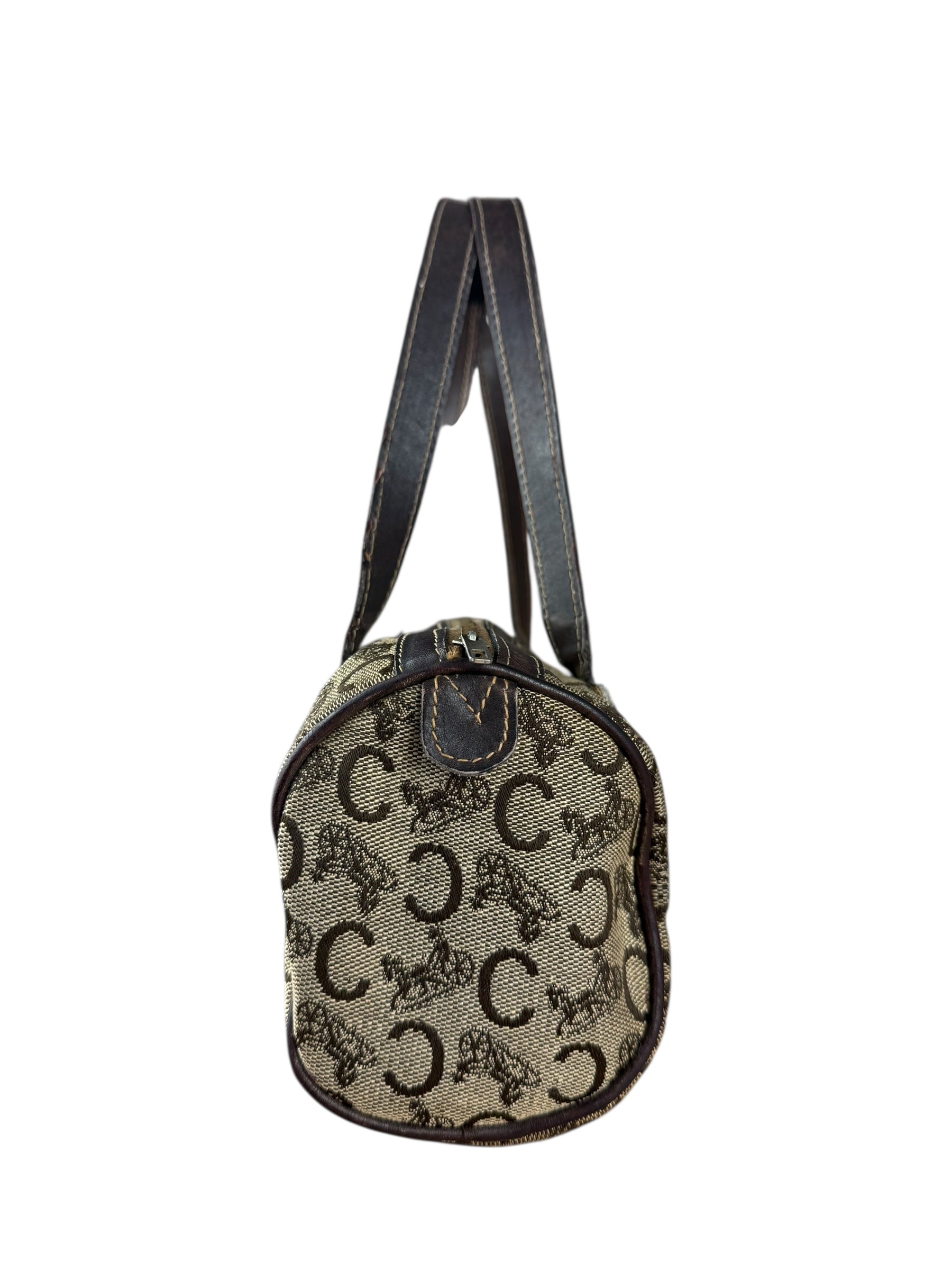 Celine Vintage Macadam Canvas Barrel Bag