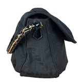 Fendi Black Zucca Canvas Monogram Mia Flap Shoulder Bag