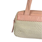 Chanel Cream/Pink Leather Lax Crochet Bowler Shoulder Bag 2004