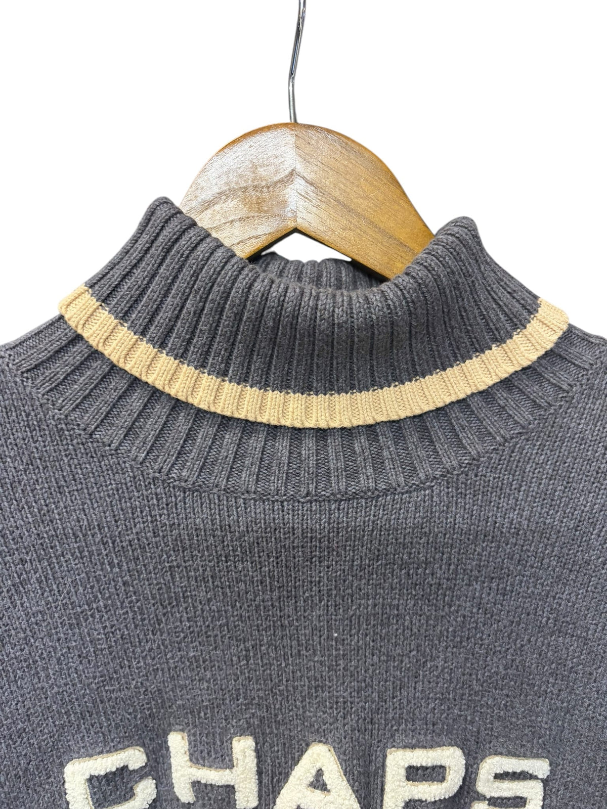 Vintage Chaps by Ralph Lauren Chenille Turtleneck Knit Sweater Grey