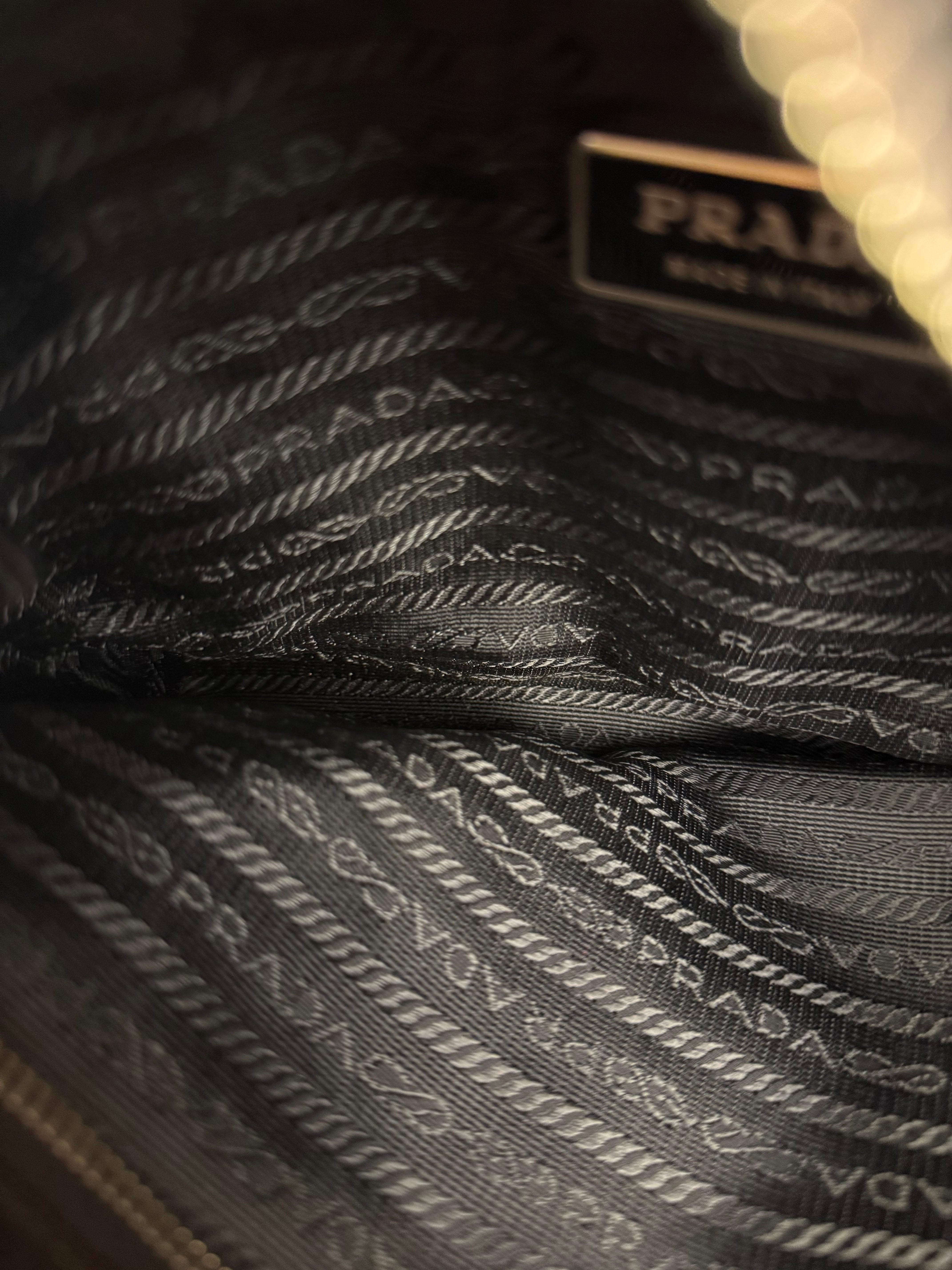 Prada Vintage Black Nylon Zip Shoulder Bag