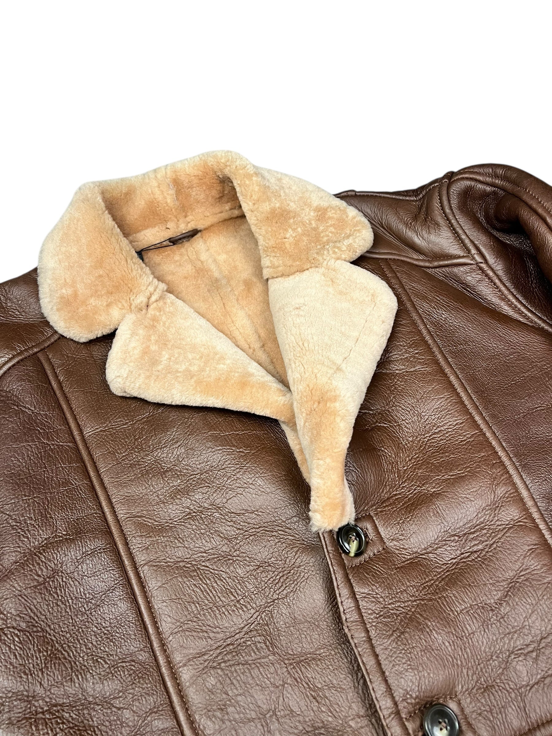 Vintage Leather Fur Lined Long Coat