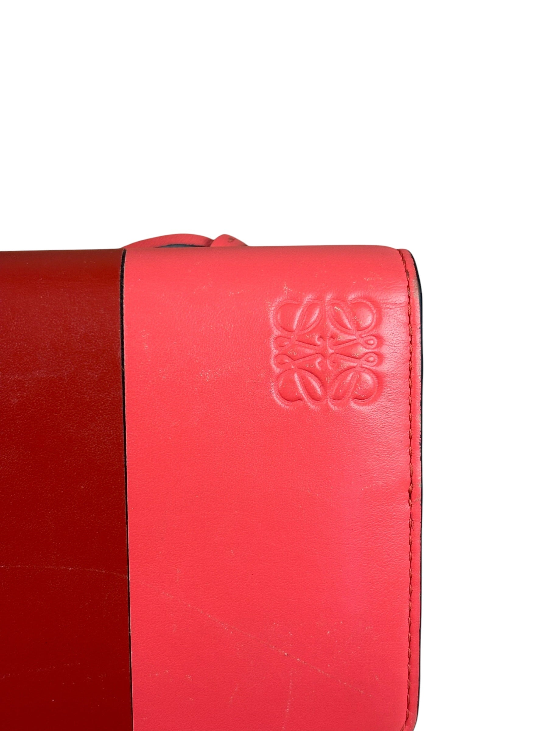 Loewe Red/Pink Leather Trifold Long Wallet