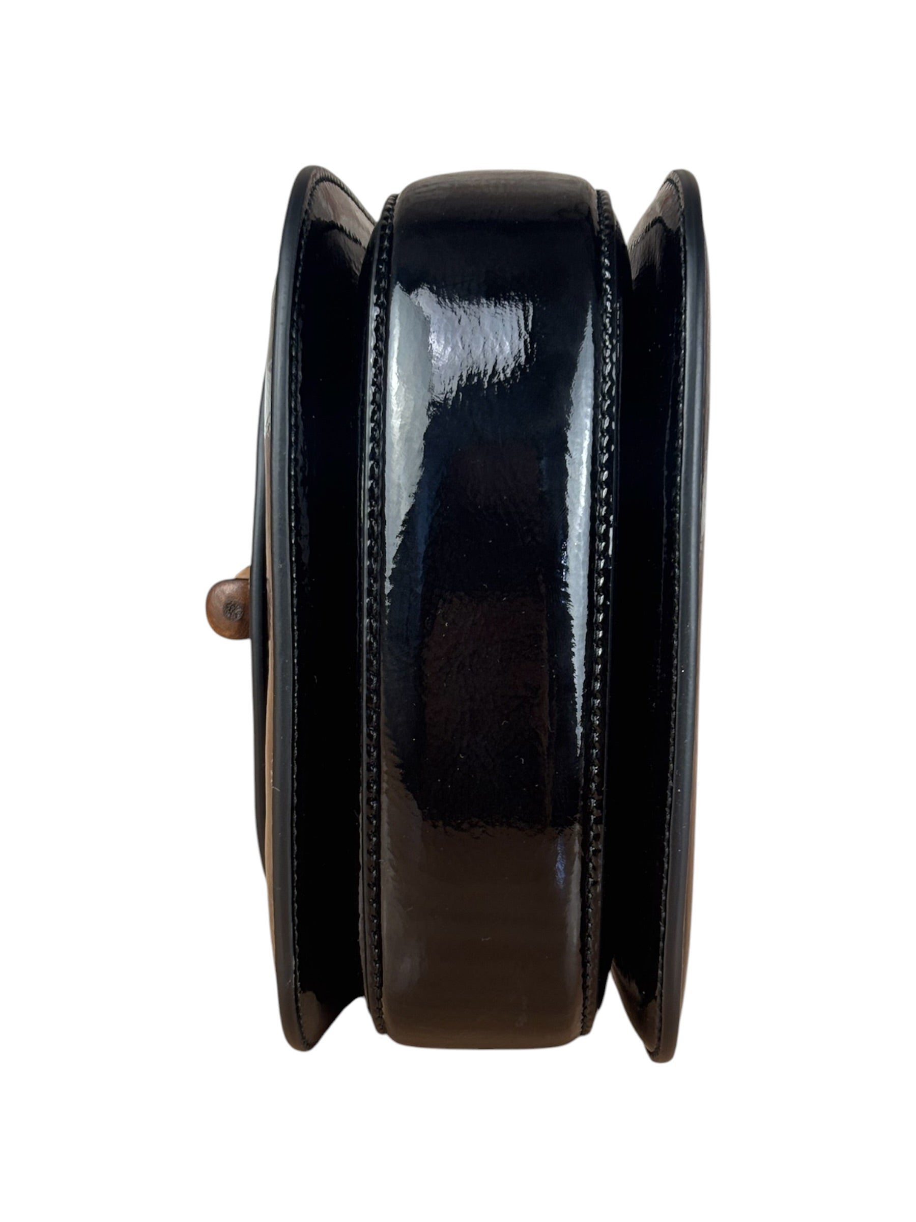Gucci Bamboo Mini Top Handle Patent Leather Black