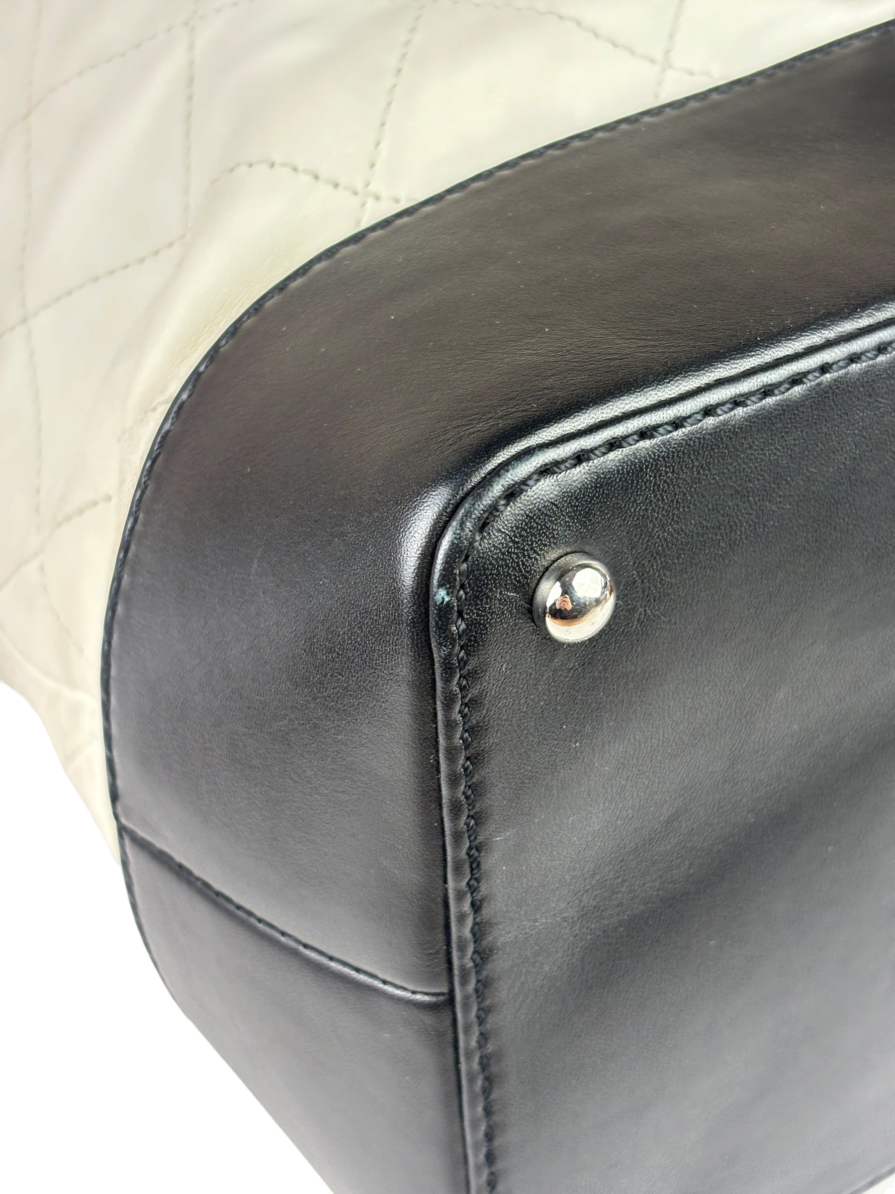 Chanel White Quilted Leather Gabrielle Shopping Tote 2010