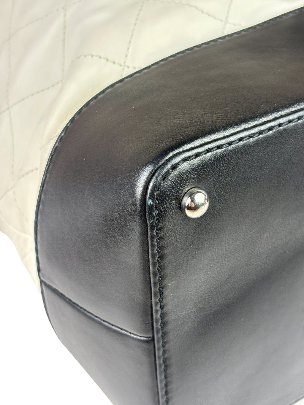 Chanel White Quilted Leather Gabrielle Shopping Tote 2010