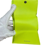 Balenciaga Fluo Neon Yellow Leather Cash Trifold Mini Wallet