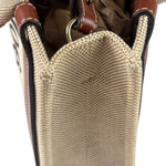 Chloe Beige/Brown Leather Trim Small Woody Two-Way Tote