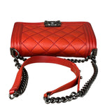 Chanel Red Quilted Double Stitch Boy Bag 2014