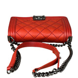 Chanel Red Quilted Double Stitch Boy Bag 2014