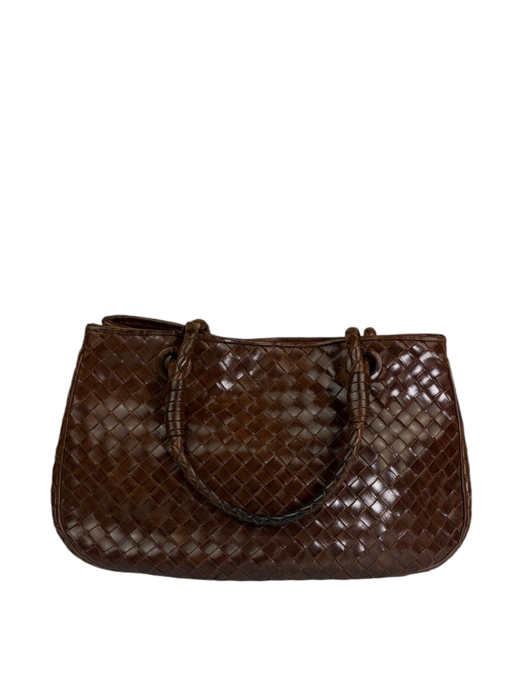 Bottega Veneta Brown Leather Intrecciato Top Handle Small Tote