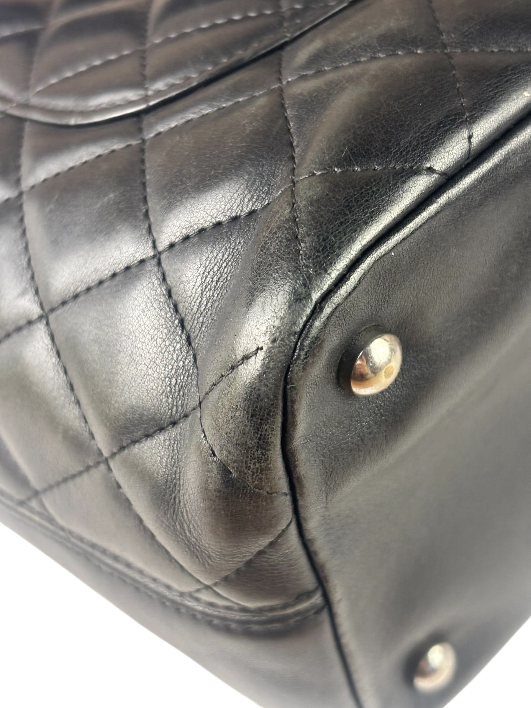 Chanel Black Quilted Leather CC Cambon Ligne Tote 2000s