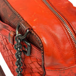 Bottega Veneta Red Lambskin/Lizard Intrecciato Shoulder Bag