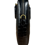 Gucci Croc-Trim Leather Briefcase