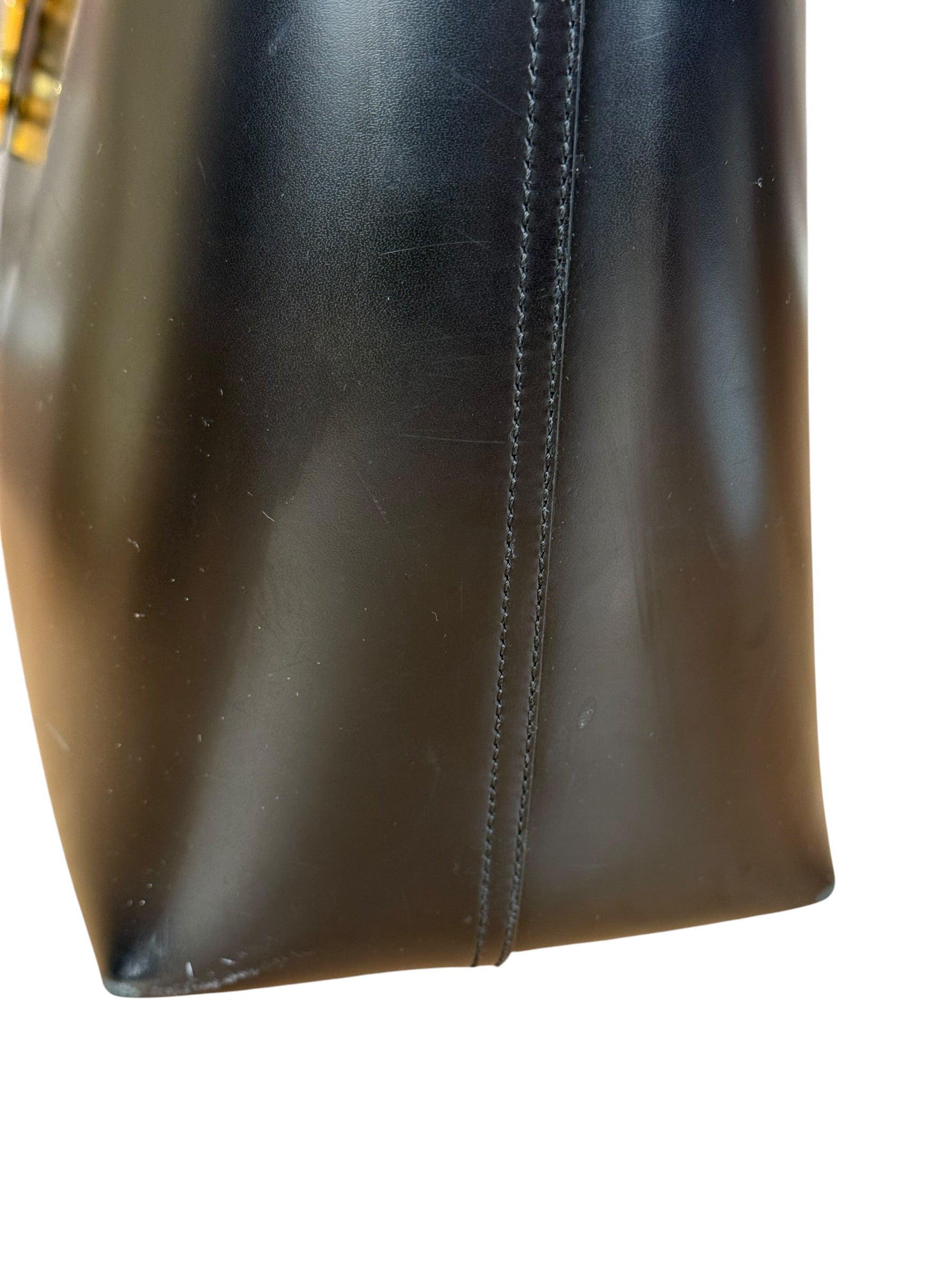 Saint Laurent Black Leather Shopping Tote Bag