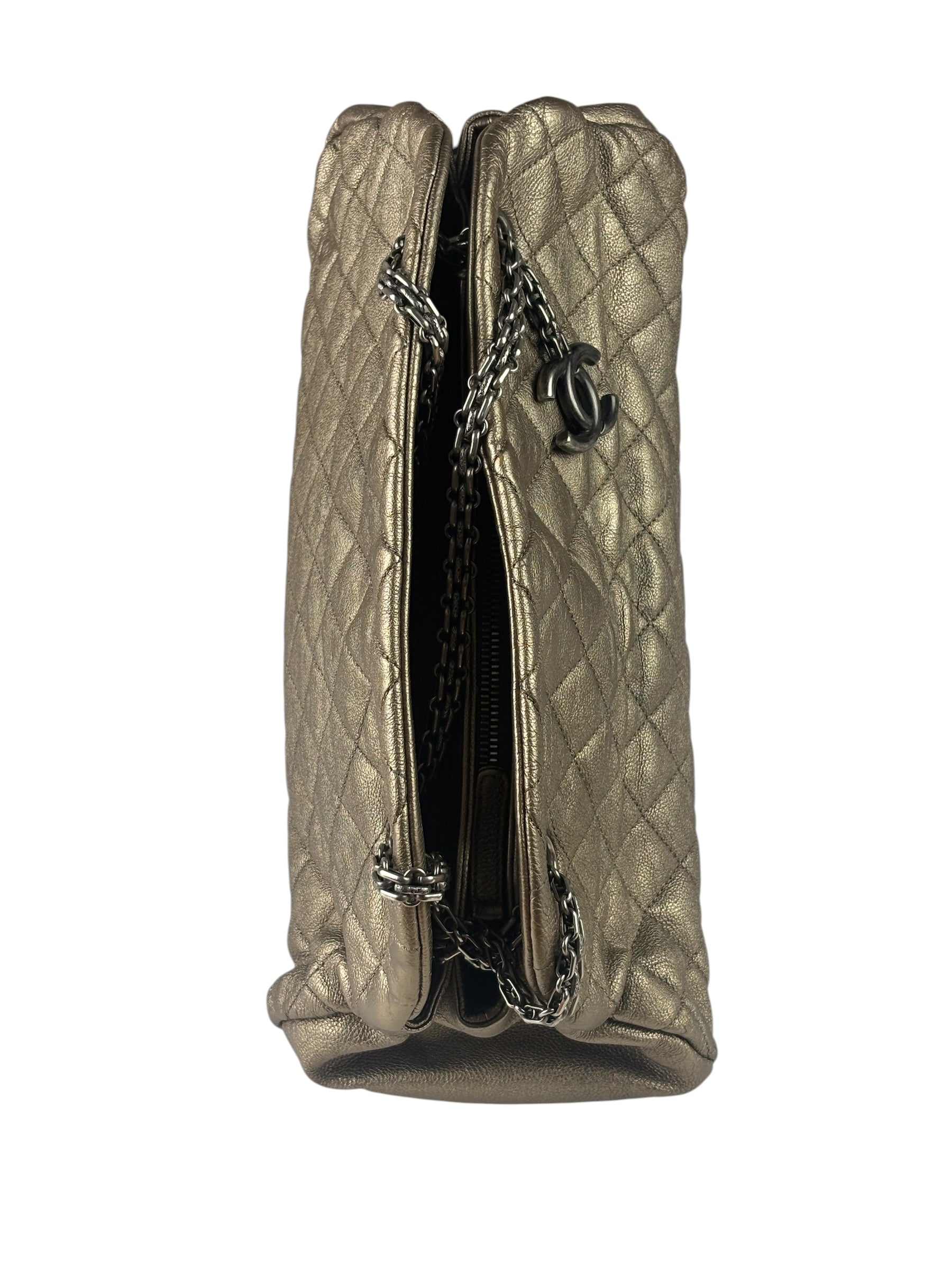 Chanel Metallic Gold Quilted Caviar Just Mademoiselle Bowling Bag 2010
