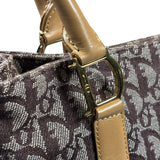 Christian Dior Brown Leather Trim Canvas Trotter Tote