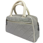 Chanel Grey Quilted Leather Trim Bowling Bag 2000