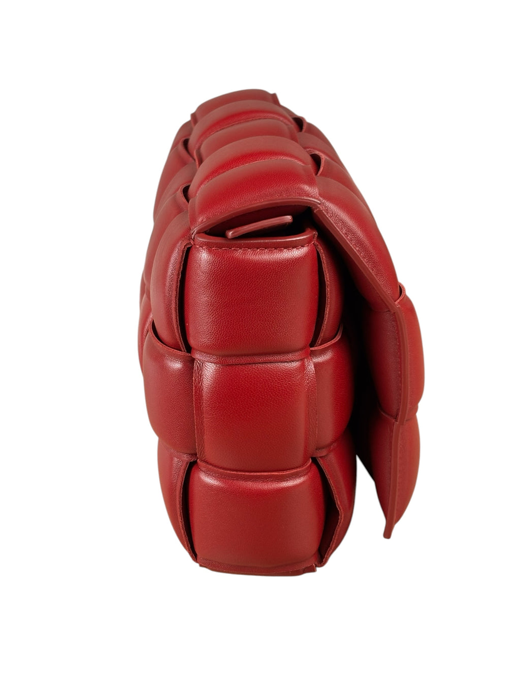 Bottega Veneta Red Intrecciato Padded Cassette Flap Bag
