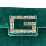 Gucci Green Velvet/Leather Trim Square G Broadway Shoulder Bag