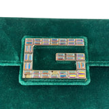 Gucci Green Velvet/Leather Trim Square G Broadway Shoulder Bag