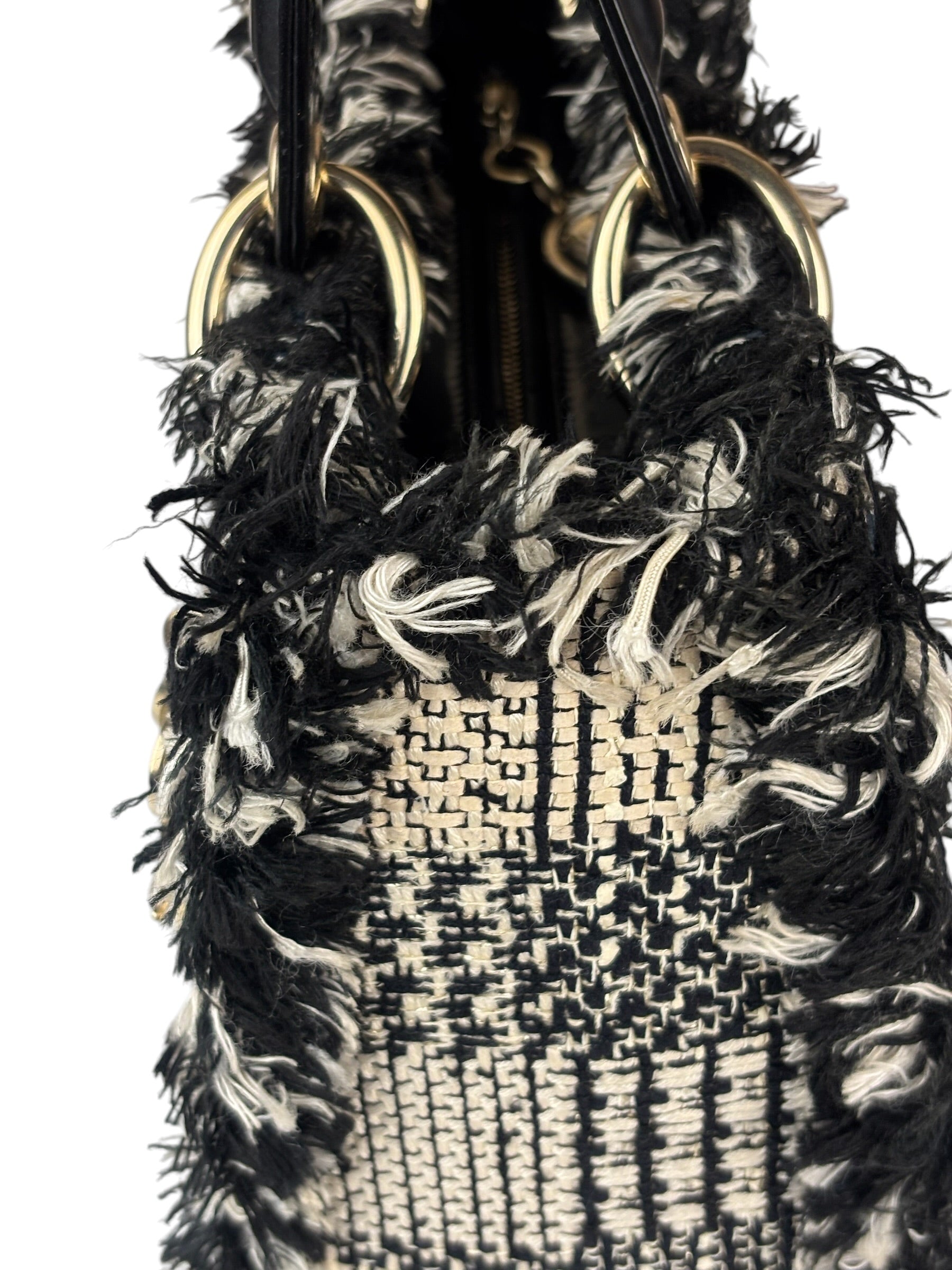 Christian Dior Black/White Tweed Lady Dior Two-Way Bag