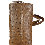 Loewe Vintage Brown Ostrich Print Leather Triangular Shoulder Bag