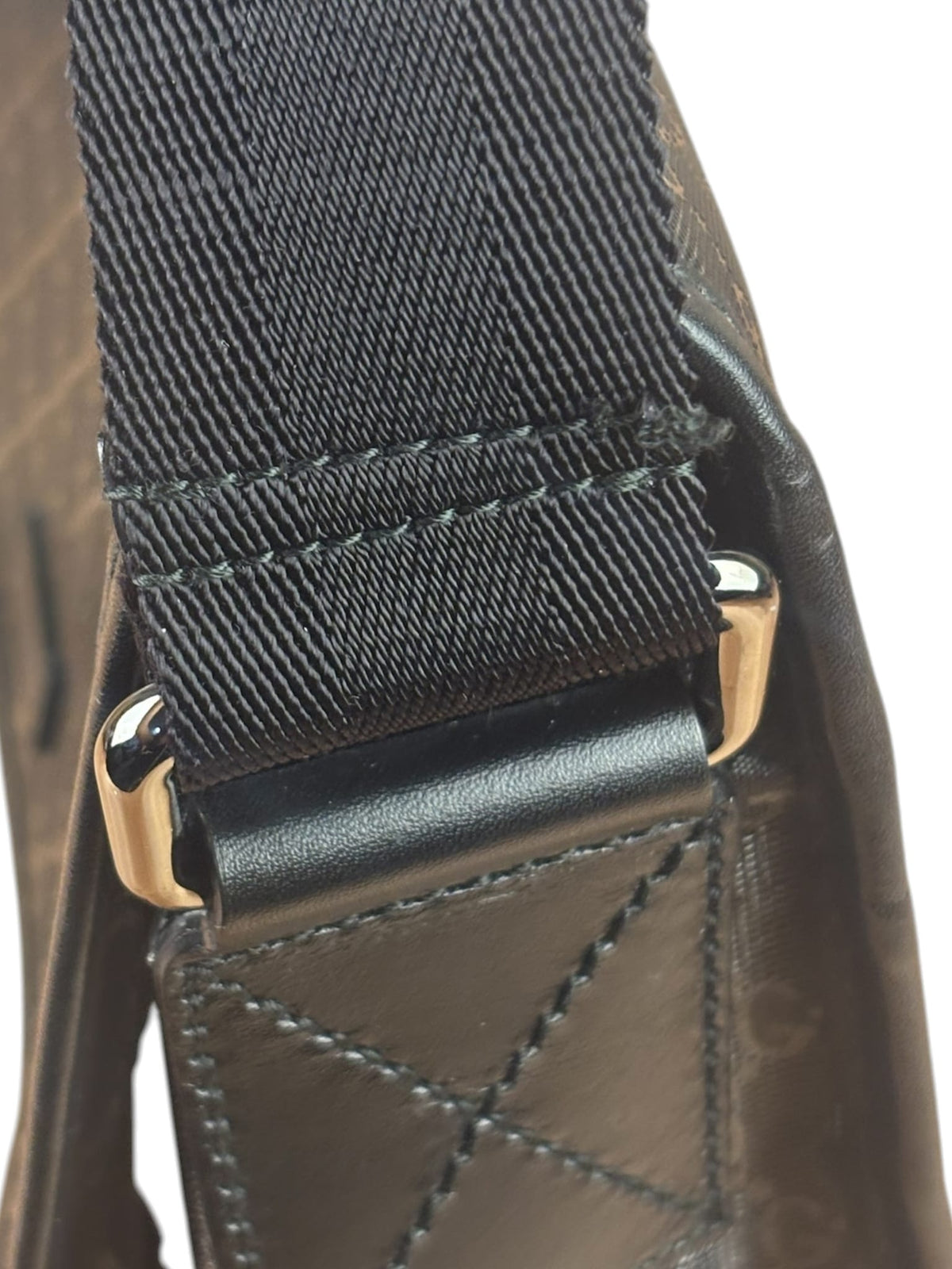 Gucci Black PVC GG Flap Messenger Bag