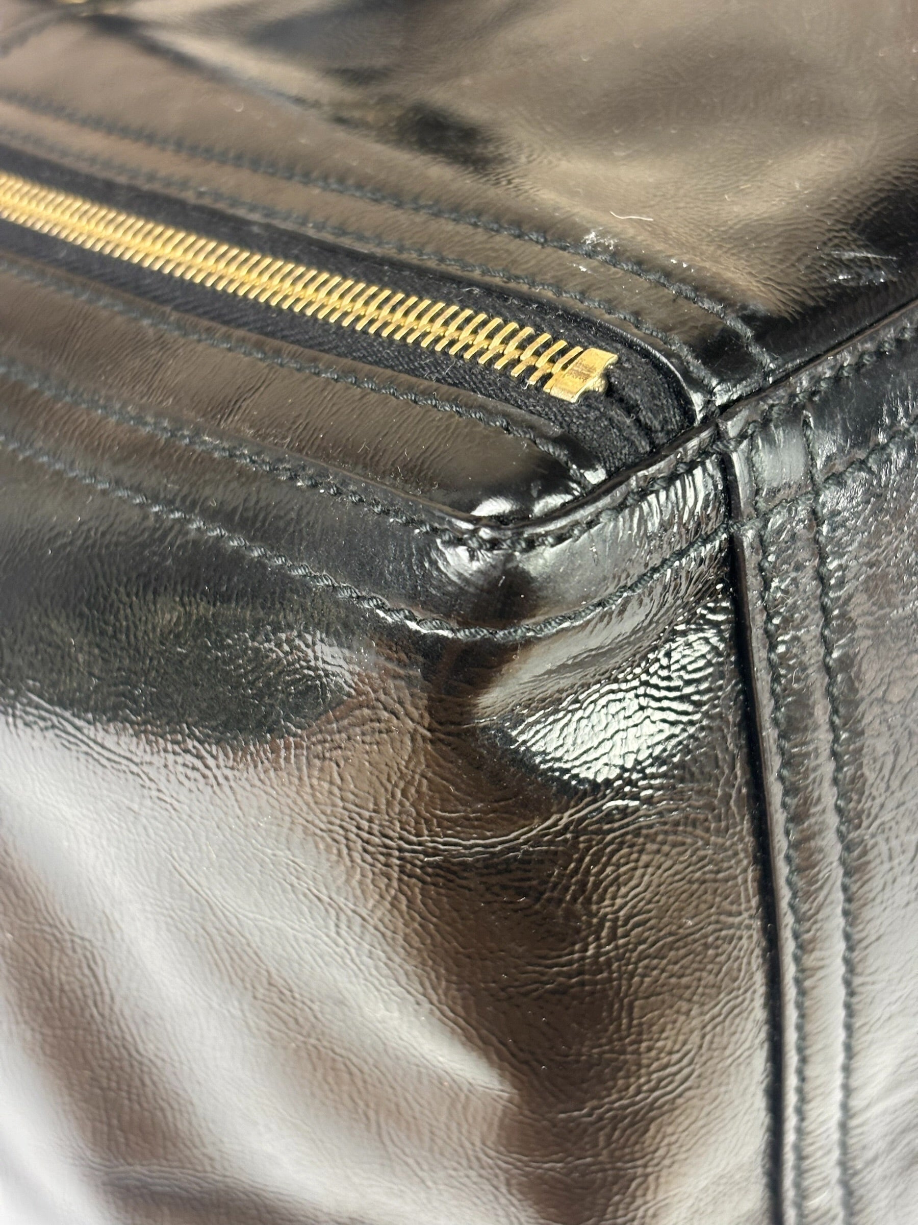 Yves Saint Laurent Black Patent Leather Downtown Tote