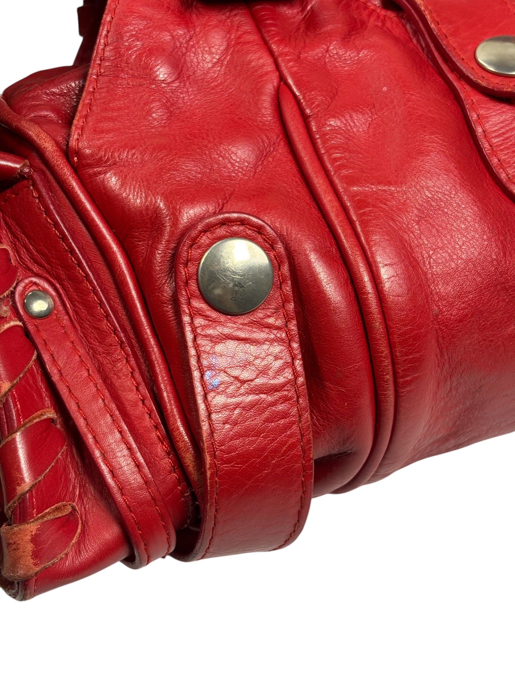 Chloe Red Leather Silverado Shoulder Bag