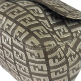 Fendi Brown/Metallic Gold Leather Trim Zucca Baguette