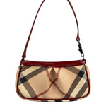 Burberry Red Patent Leather Trim Super Nova Check Pochette