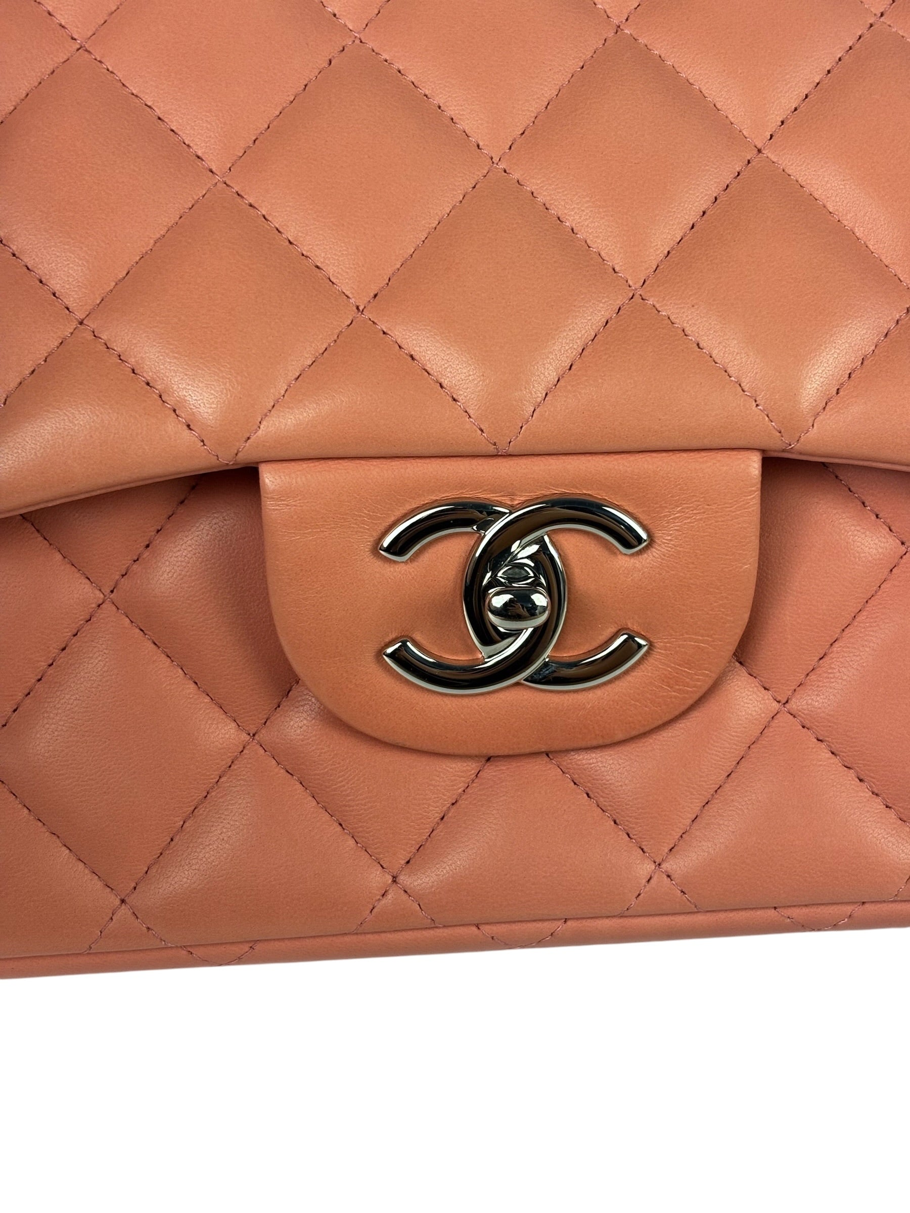 Chanel Pink Quilted Lambskin Classic Large Double Flap Bag 2012